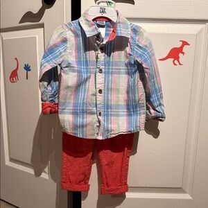 Little Lad Multicolor Plaid Shirt and Matching Pants Set Size 2T EUC